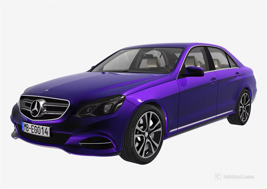 Purple Mercedes Benz Luxury Sedan With Modern Exterior And Black Wheels 3d model 