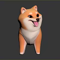 Cute 3D Shiba Inu Toy With Orange White Fur Happy Expression And Curled Tail