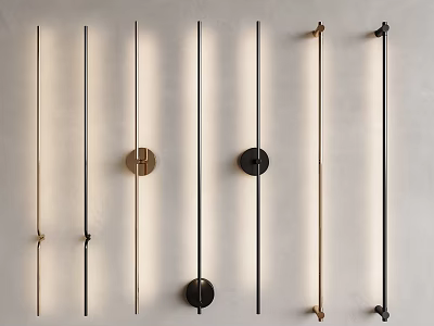 Modern Wall Lamps With Slim Design Metal Finish Black And Gold Indoor Decor 3d model