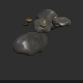 Natural Stone Stacked 3D Model With Various Sizes And Different Colors On Black Background