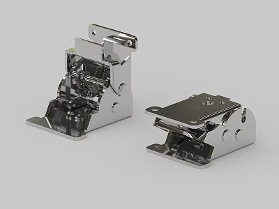 Two Stainless Steel Mechanical Hinges With Durable Structure And Silver Finish 3d model