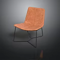 Modern Brown Leather Chair with Black Metal Frame and Minimalist Design