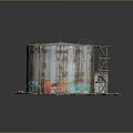 Rusty Metal Oil Tank With Colorful Graffiti Metal Staircase And Decorative Base