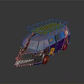 Purple Van with Crocodile Mouth Design and Roof Rack Decorative Patterns