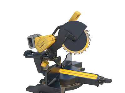 Industrial Miter Saw Equipment Yellow Black Design With Circular Blade And Adjustable Workbench 3d model