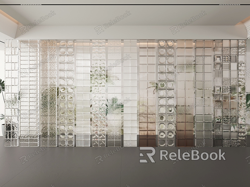 Modern glass brick partition model