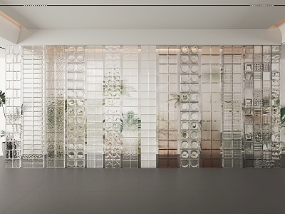 Modern glass brick partition 3d model