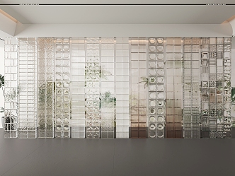 Modern glass brick partition 3d model