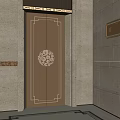 Elegant Elevator Door Design With White Circular Pattern And Beige Stone Wall 3d model