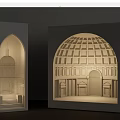 3D Carved Architectural Wall Lamps With Arched Dome Design And Warm Illuminated Glow