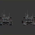 Two Camouflage Military Tanks 3D Model Design With Turret And Tracks
