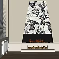 Modern Marble Fireplace With Burning Flames In Elegant Interior Design 3d model