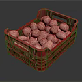 Red Plastic Basket Filled with Fresh Pink Potatoes for Vegetable