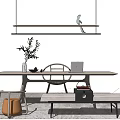 New Chinese Style Table and Chair Combination Leisure Table and Chair Decoration Combination 3d model
