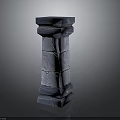 Gray Cracked Stone Pillar With Textured Surface And Square Top Base 3d model