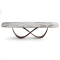 Modern Rectangular Marble Dining Tables With Unique Curved Crossed Metal Bases For Home Dining Rooms
