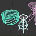 Modern Round Wooden Furniture Pieces With Unique Metal Base Designs For Tables And Stool