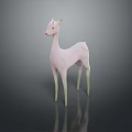 Pink Deer Figurine With Green Patterns And Legs On Dark Background With Reflection