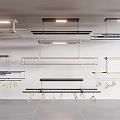 Different Designs of Modern Ceiling Mounted Clothes Hangers with Multiple Hooks and LED Lights
