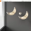 Modern Moon Shaped Hanging Lights With Celestial Sphere Design For Home Decor 3d model
