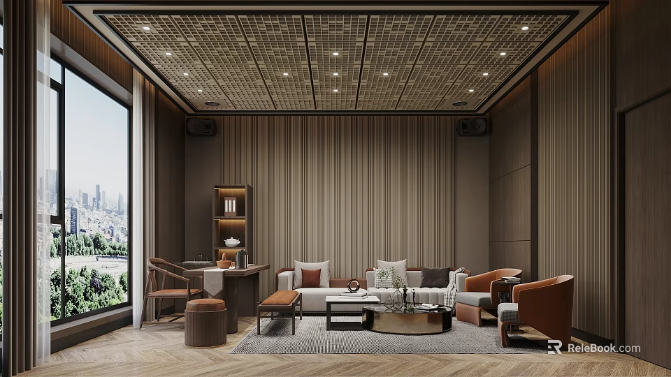 Modern Home Theater Room Interior Design With Comfortable Seating And Ambient Lighting 3d model 