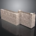 Architectural Stone Wall Structure With Corner Design And Brick Texture Top Railing