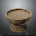 Ancient Style Handcrafted Ceramic Bowl With Patterned Surface And Decorative Base 3d model