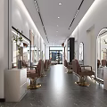 Elegant Modern Hair Salon Interior With Stylish Chairs Mirrors And Decorative Plants