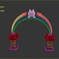 gatehouse stone gatehouse stone arch cartoon arch outdoor items 3d model