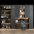 Modern Elegant Bookcase with Multi compartment Shelves Books Decorative Items and Warm Lighting 3d model
