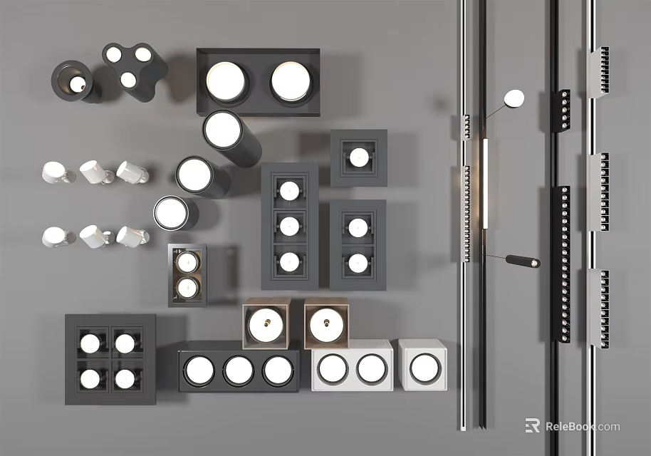 Modern Downlights and Spotlights With Various Design Styles and Installation Types 3d model