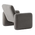 Gray Modern Lounge Chair With Thick Armrests And Black Metal Base