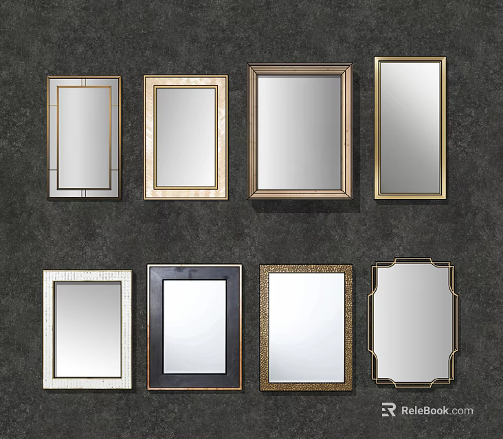 Assorted Decorative Mirrors With Diverse Frame Styles For Home Interior 3d model