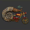 Unique Snail Shaped Red Motorcycle With Spiral Shell And Crazy Details