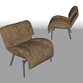 Modern Single Sofa With Brown Leather Upholstery And Metal Legs For Living Room