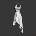 One Shoulder Red And White Dresses With Golden Belt And Asymmetrical Hem