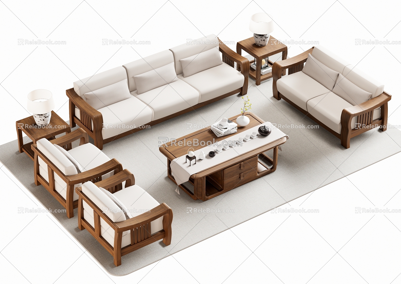 New Chinese Sofa Coffee Table 3d model