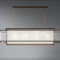 Modern Rectangular Chandelier With Metal Frame And White Stripe Shade 3d model