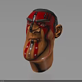 Artistic Creature Character Head Design with Red Black Facial Paint and White Dot Patterns 3d model