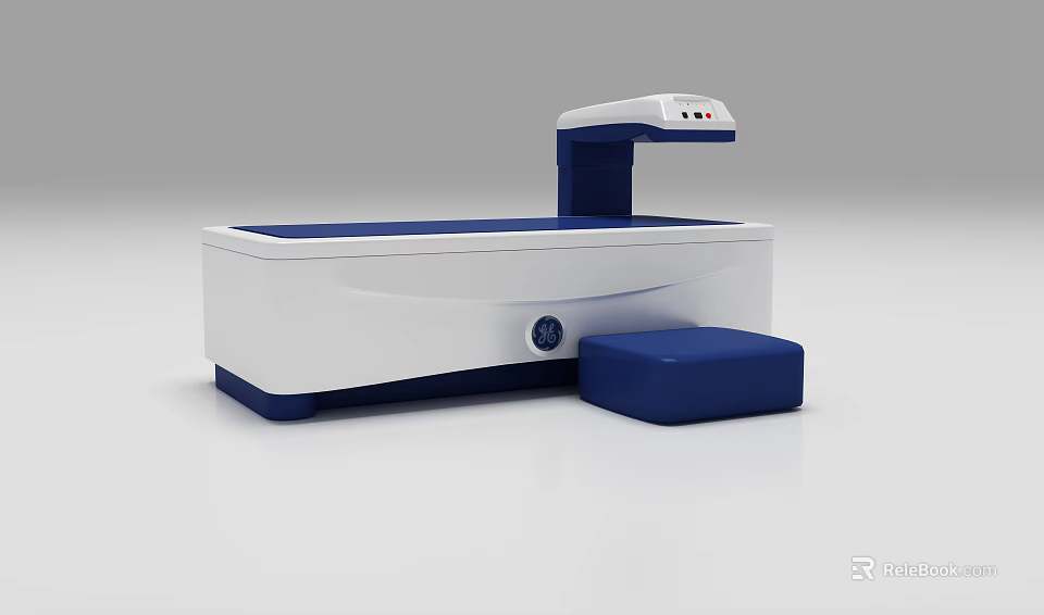 Advanced White And Blue Medical Equipment With Control Panel And Footrest 3d model 