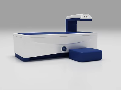 Advanced White And Blue Medical Equipment With Control Panel And Footrest 3d model