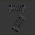 Mechanical Transparent Tube Weapon With Grey Wheels And Coiled Spring Inside 3d model