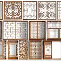 New Chinese-style openwork window grilles openwork window carved window 3d model