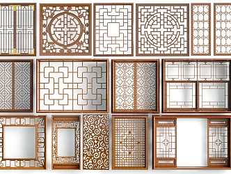 New Chinese-style openwork window grilles openwork window carved window 3d model