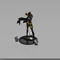 Batgirl Statue With Red Hair Black Cape Yellow Belt And Silver Microphones Base