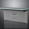 Modern Console Table With Blue LED Light Edge And White Storage Cabinet Design 3d model