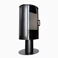 Modern Black Freestanding Fireplace With Glass Front And Pedestal Base