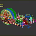 Futuristic Sci Fi Yellow Mechanical Wheel Structure With Metallic Components And Advanced Machinery 3d model