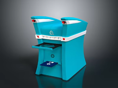Blue And White Functional Furniture With Tray Red Indicators And Modern Design 3d model