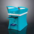 Blue And White Functional Furniture With Tray Red Indicators And Modern Design